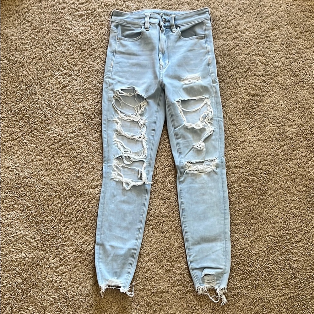 Distressed Light Blue Jeans
